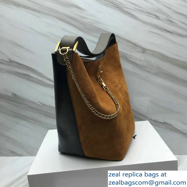 Givenchy GV Bucket Bag in Suede and Patent Leather 29911 Brown/Black 2018