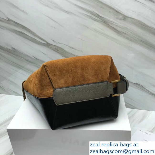 Givenchy GV Bucket Bag in Suede and Patent Leather 29911 Brown/Black 2018 - Click Image to Close