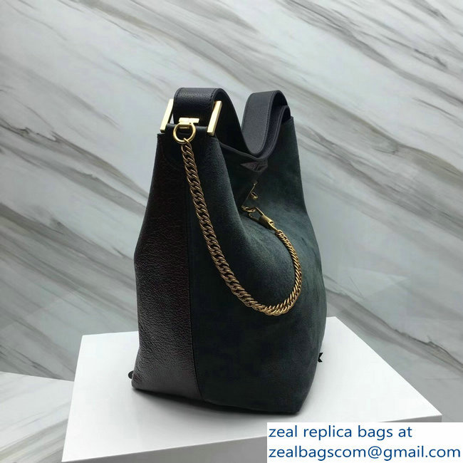 Givenchy GV Bucket Bag in Suede and Patent Leather 29911 Dark Green/Burgundy 2018 - Click Image to Close