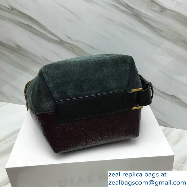 Givenchy GV Bucket Bag in Suede and Patent Leather 29911 Dark Green/Burgundy 2018