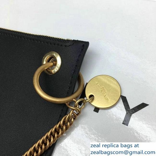 Givenchy GV Flat Zippered Pouch Bag In Smooth Leather Black/Gold 2018 - Click Image to Close