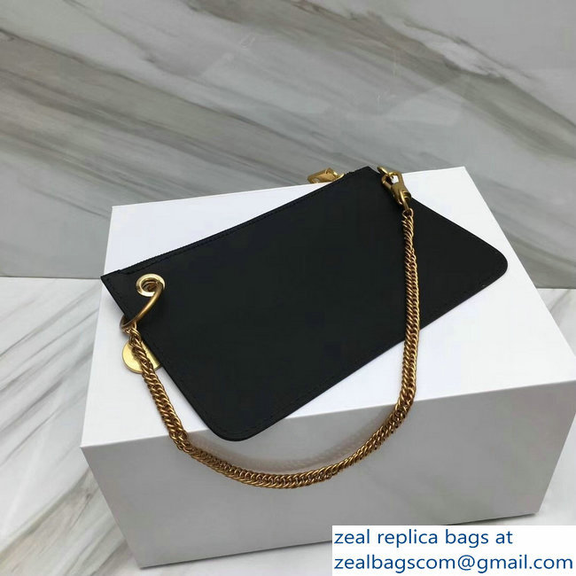 Givenchy GV Flat Zippered Pouch Bag In Smooth Leather Black/Gold 2018
