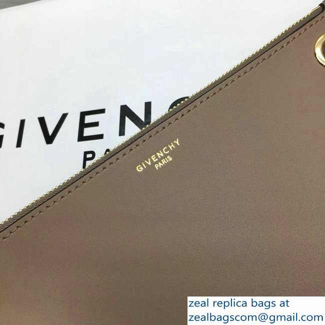 Givenchy GV Flat Zippered Pouch Bag In Smooth Leather Camel/Gold 2018
