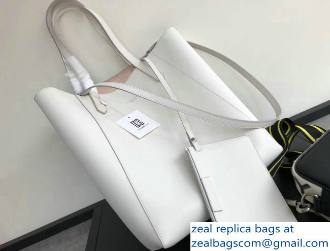 Givenchy GV Vertical Shopper Tote Bag In Smooth Leather White/Gold 2018 - Click Image to Close