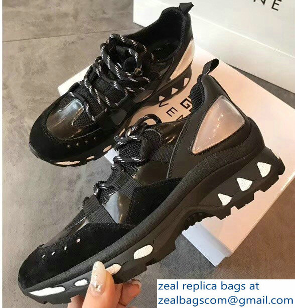 Givenchy Panelled Leather Suede and Mesh Lovers Sneakers Black 2018 - Click Image to Close