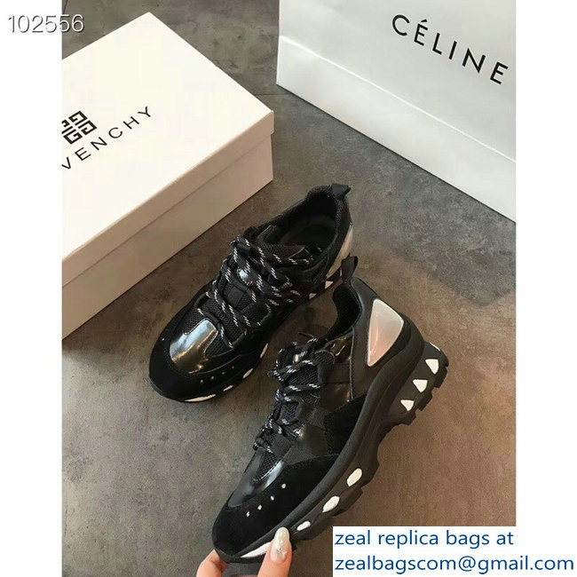 Givenchy Panelled Leather Suede and Mesh Lovers Sneakers Black 2018 - Click Image to Close