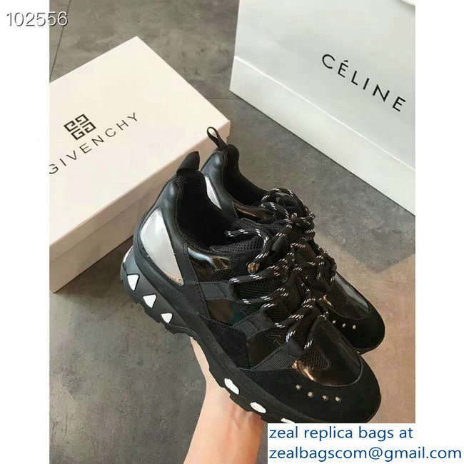 Givenchy Panelled Leather Suede and Mesh Lovers Sneakers Black 2018