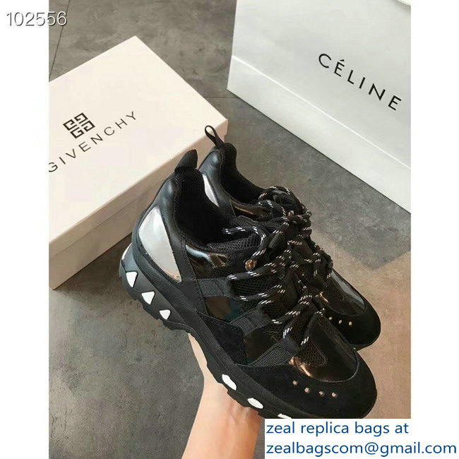 Givenchy Panelled Leather Suede and Mesh Lovers Sneakers Black 2018 - Click Image to Close