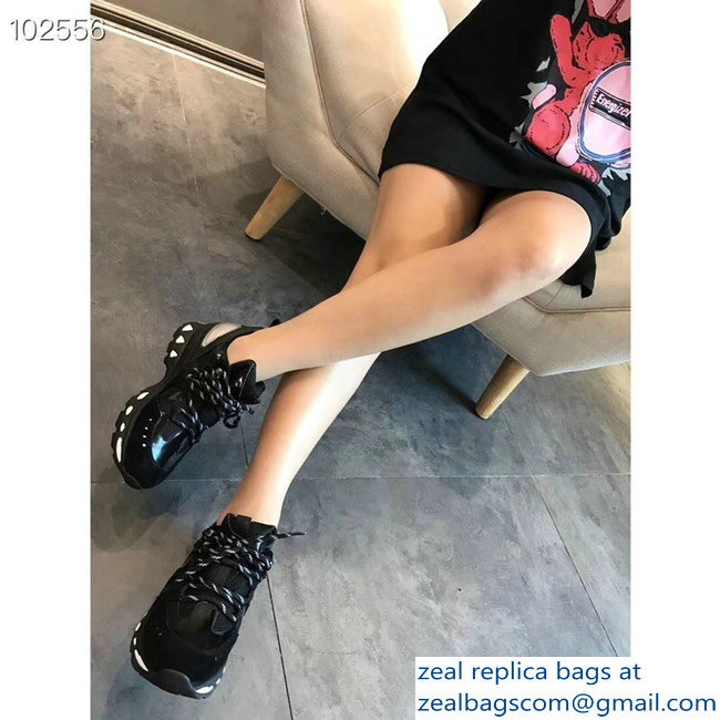 Givenchy Panelled Leather Suede and Mesh Lovers Sneakers Black 2018 - Click Image to Close