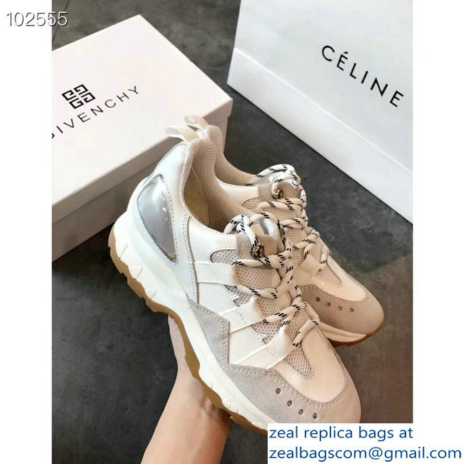 Givenchy Panelled Leather Suede and Mesh Lovers Sneakers White 2018 - Click Image to Close