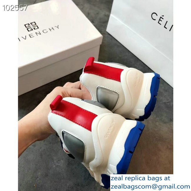 Givenchy Panelled Leather Suede and Mesh Lovers Sneakers White/Red/Blue 2018 - Click Image to Close