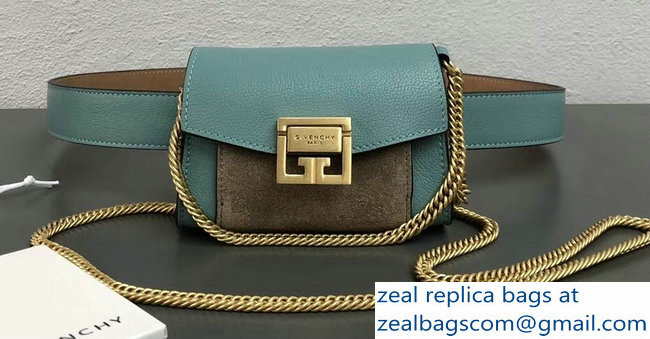 Givenchy Mini GV3 Belt Bag Aqua In Leather And Suede 2018 - Click Image to Close