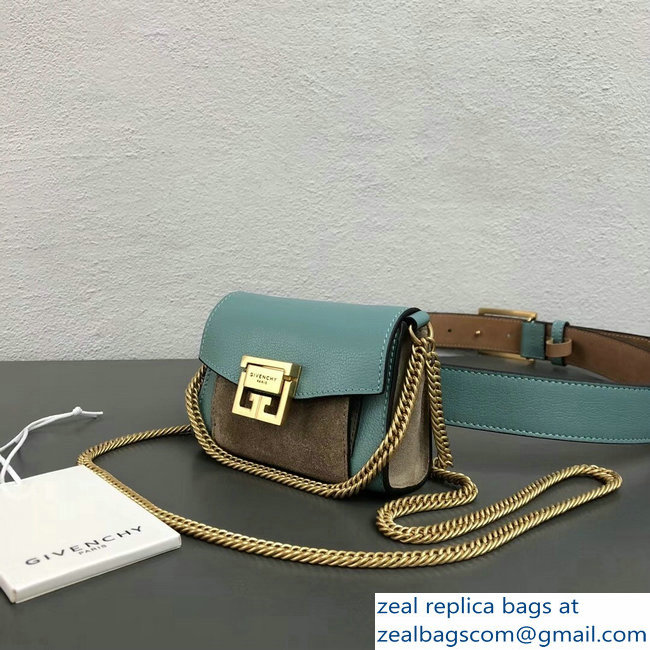 Givenchy Mini GV3 Belt Bag Aqua In Leather And Suede 2018 - Click Image to Close