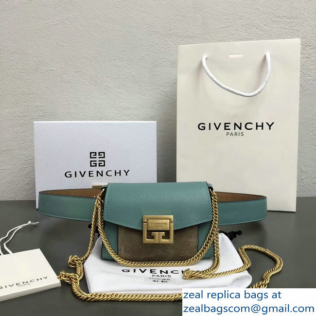 Givenchy Mini GV3 Belt Bag Aqua In Leather And Suede 2018