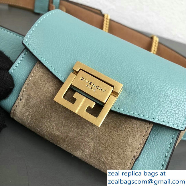 Givenchy Mini GV3 Belt Bag Aqua In Leather And Suede 2018