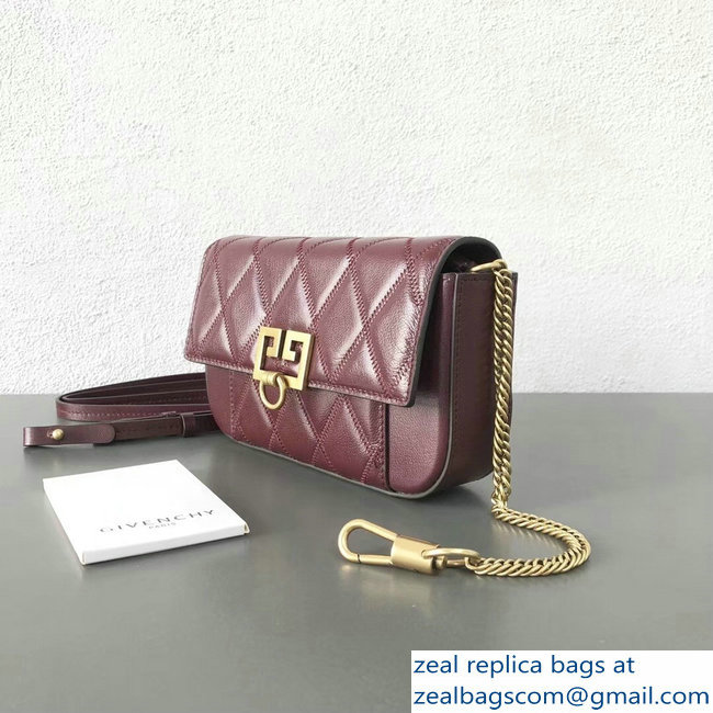 Givenchy Mini Pocket Bag Burgundy In Diamond Quilted Leather 2018