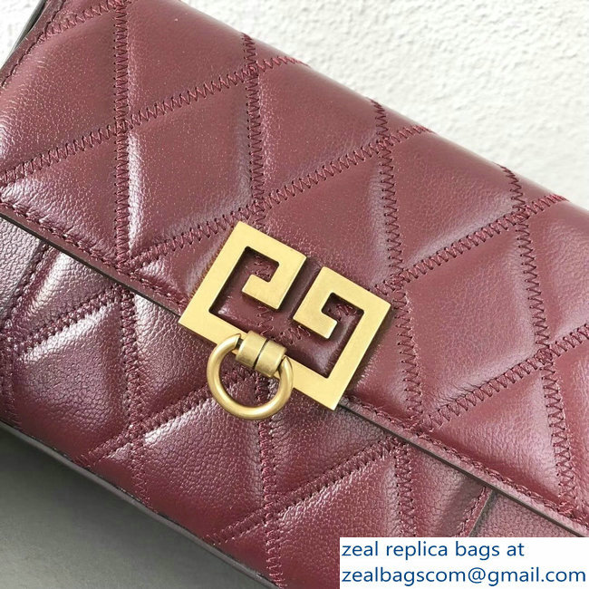 Givenchy Mini Pocket Bag Burgundy In Diamond Quilted Leather 2018