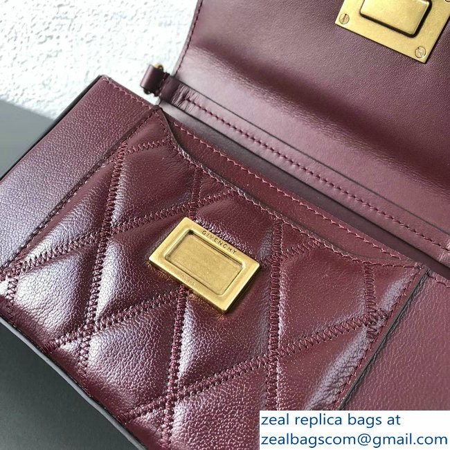 Givenchy Mini Pocket Bag Burgundy In Diamond Quilted Leather 2018