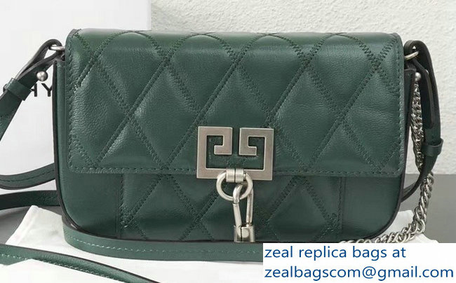 Givenchy Mini Pocket Bag Green In Diamond Quilted Leather 2018