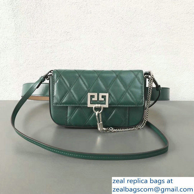 Givenchy Mini Pocket Bag Green In Diamond Quilted Leather 2018