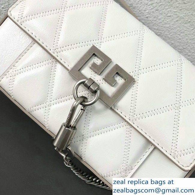 Givenchy Mini Pocket Bag White In Diamond Quilted Leather 2018