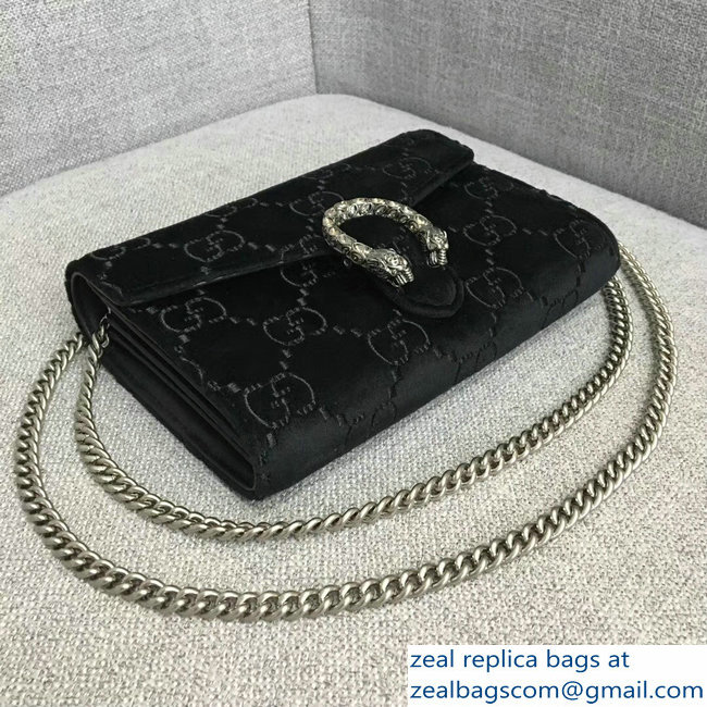 Gucci Dionysus GG Velvet Mini Chain Wallet Bag 401231 Black 2018