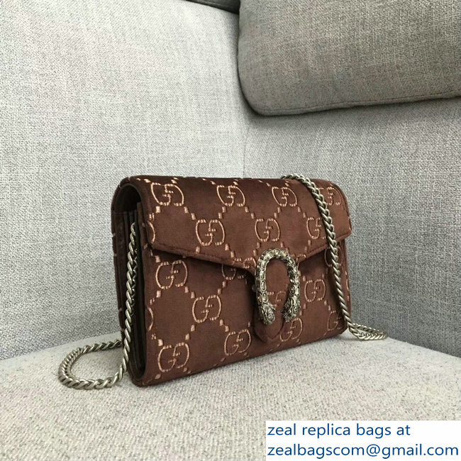 Gucci Dionysus GG Velvet Mini Chain Wallet Bag 401231 Coffee 2018
