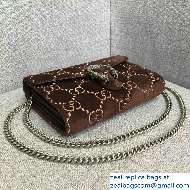 Gucci Dionysus GG Velvet Mini Chain Wallet Bag 401231 Coffee 2018