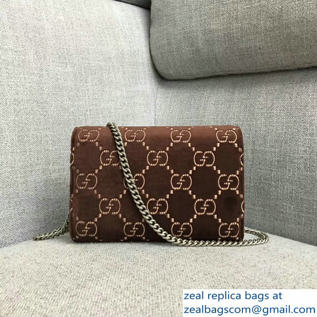 Gucci Dionysus GG Velvet Mini Chain Wallet Bag 401231 Coffee 2018