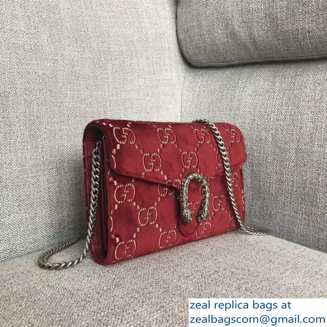 Gucci Dionysus GG Velvet Mini Chain Wallet Bag 401231 Red 2018