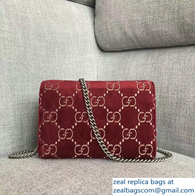 Gucci Dionysus GG Velvet Mini Chain Wallet Bag 401231 Red 2018