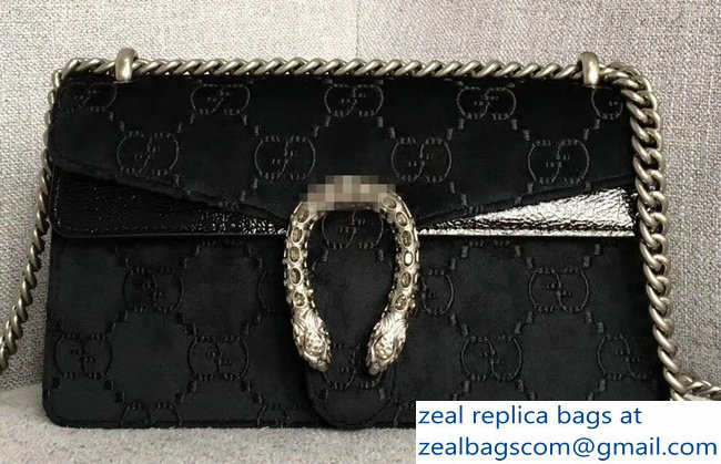 Gucci Dionysus GG Velvet Small Shoulder Bag 499623 Black 2018 - Click Image to Close