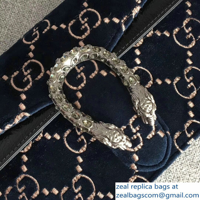 Gucci Dionysus GG Velvet Small Shoulder Bag 499623 Dark Blue 2018