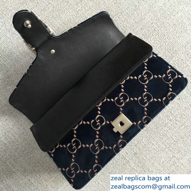 Gucci Dionysus GG Velvet Small Shoulder Bag 499623 Dark Blue 2018 - Click Image to Close