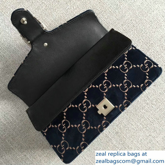 Gucci Dionysus GG Velvet Small Shoulder Bag 499623 Dark Blue 2018