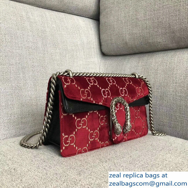 Gucci Dionysus GG Velvet Small Shoulder Bag 499623 Red 2018