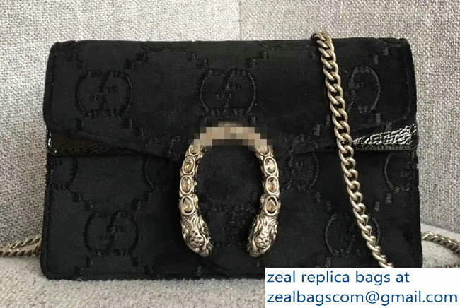 Gucci Dionysus GG Velvet Super Mini Bag 476432 Black 2018