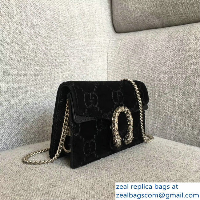 Gucci Dionysus GG Velvet Super Mini Bag 476432 Black 2018 - Click Image to Close