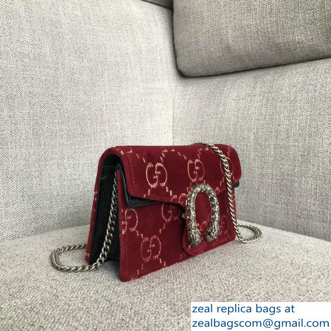 Gucci Dionysus GG Velvet Super Mini Bag 476432 Dark Red 2018