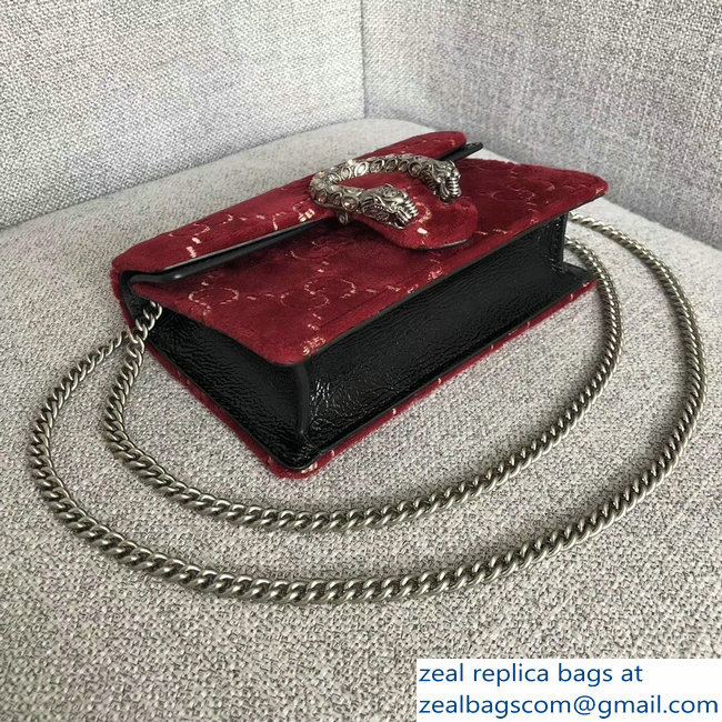 Gucci Dionysus GG Velvet Super Mini Bag 476432 Dark Red 2018