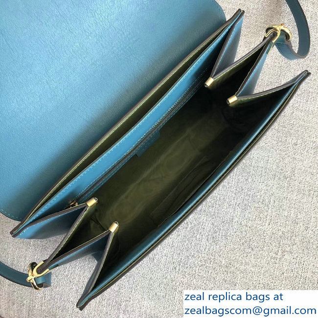 Gucci Feline Head With Crystals Medium Shoulder Bag 527857 Lake Blue 2018 - Click Image to Close