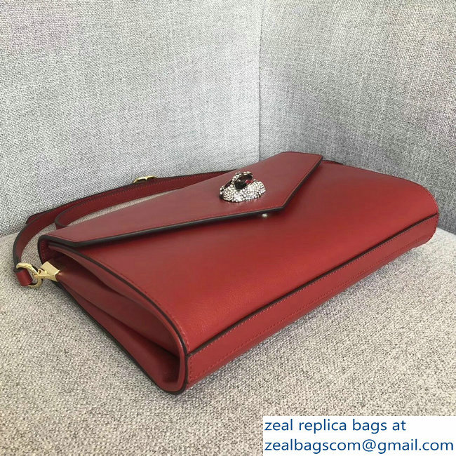 Gucci Feline Head With Crystals Medium Shoulder Bag 527857 Red 2018 - Click Image to Close
