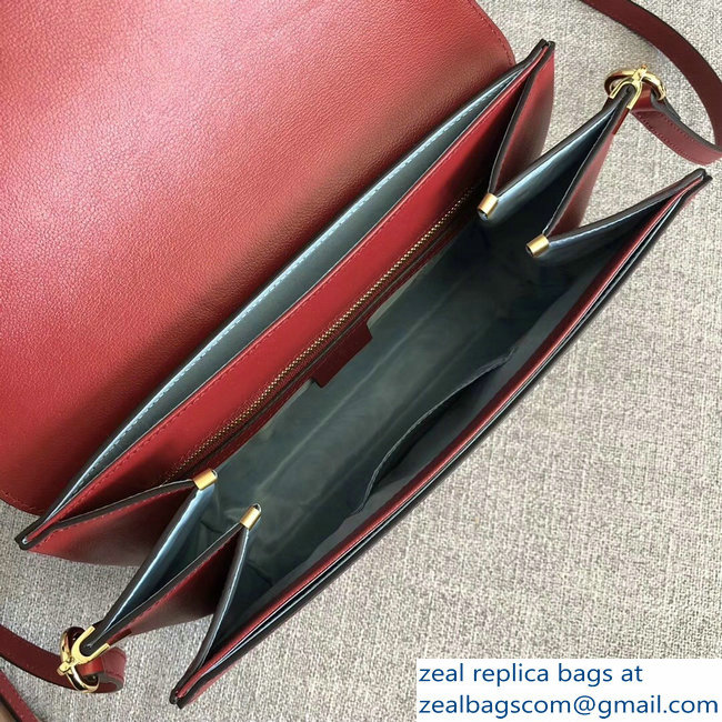 Gucci Feline Head With Crystals Medium Shoulder Bag 527857 Red 2018