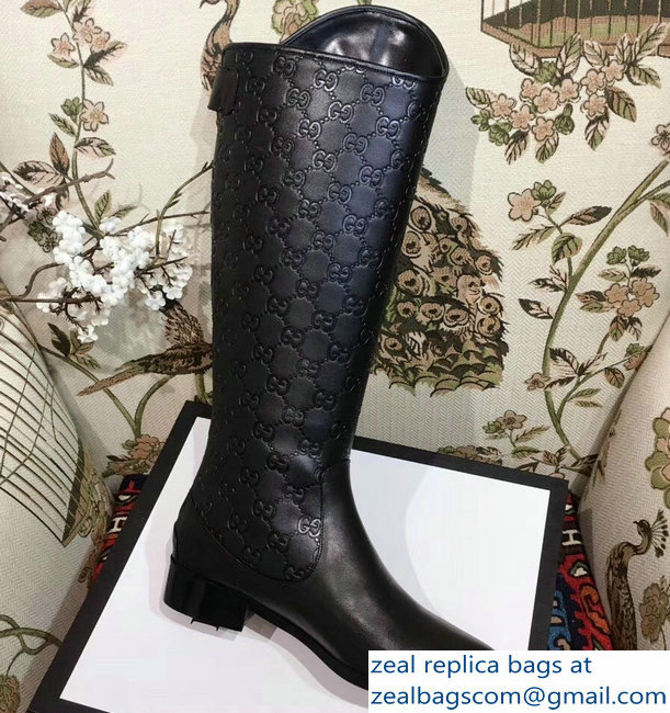 Gucci GG Knee Boots Black 2018 - Click Image to Close