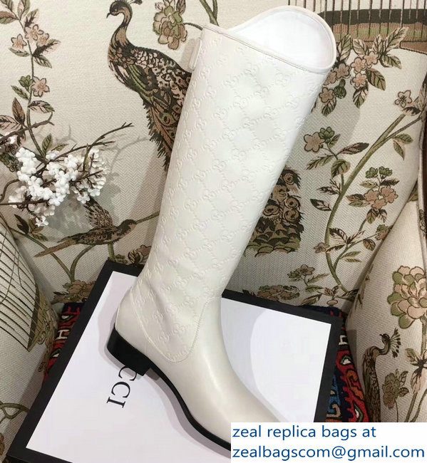 Gucci GG Knee Boots White 2018 - Click Image to Close