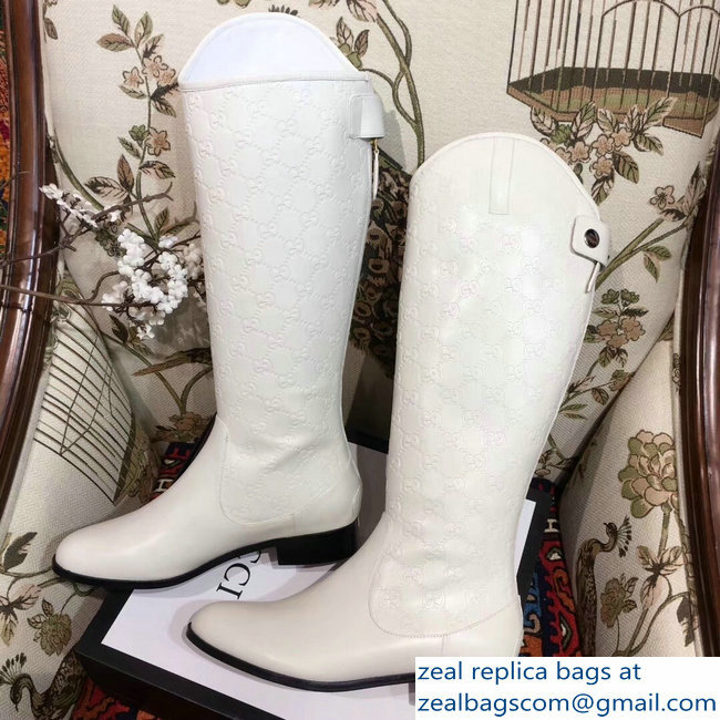 Gucci GG Knee Boots White 2018 - Click Image to Close