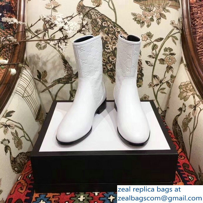 Gucci GG Leather Ankle Boots White 2018 - Click Image to Close