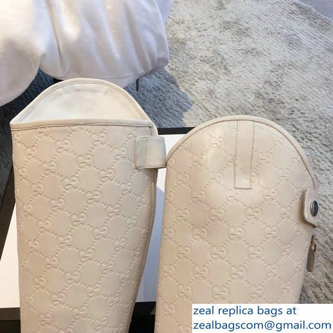 Gucci GG Leather High Boots Creamy 2018