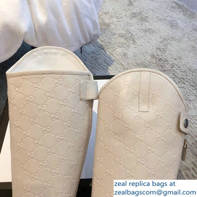 Gucci GG Leather High Boots Creamy 2018