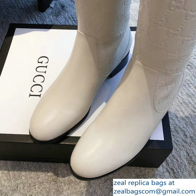 Gucci GG Leather High Boots Creamy 2018